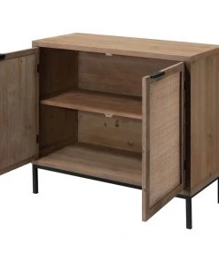 Jamie Young Reed 2 Door Accent Cabinet In Washed Wood & Black Metal LIVING ROOM