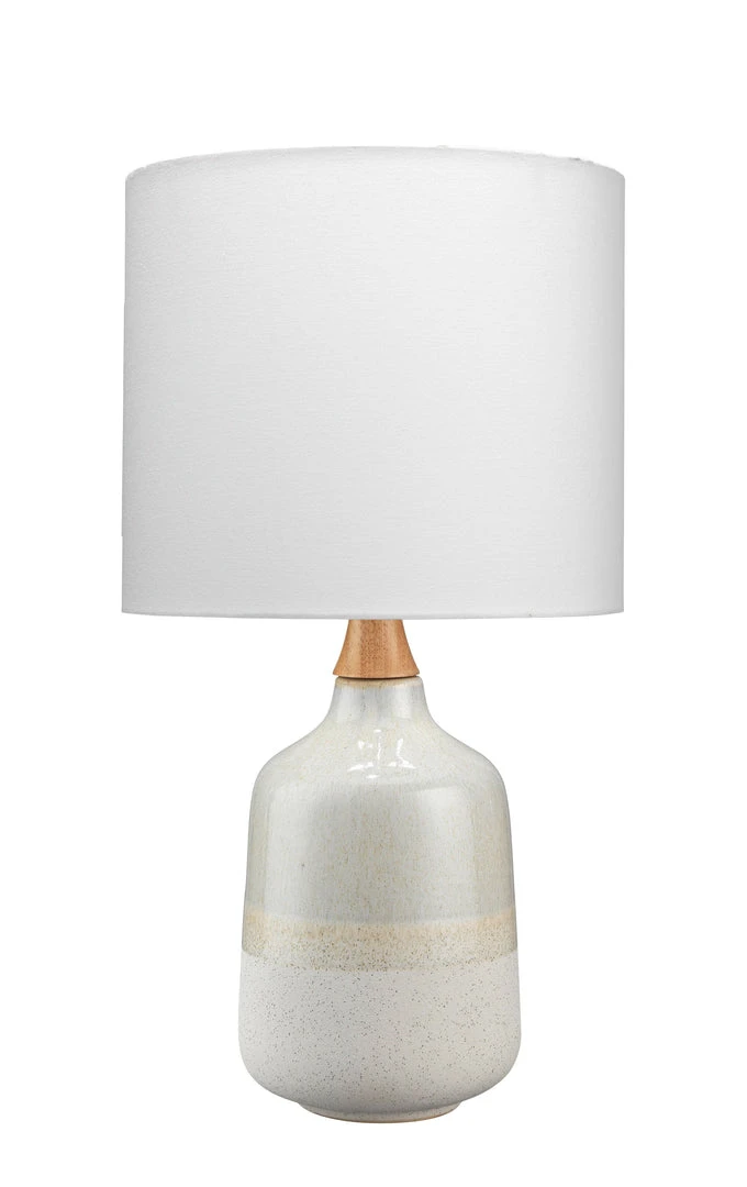 Jamie Young Alice Table Lamp In Cream & Light Blue Ceramic With Drum Shade In White Linen 3 Jamie Young Alice Table Lamp In Cream & Light Blue Ceramic With Drum Shade In White Linen