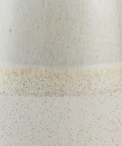 Jamie Young Alice Table Lamp In Cream & Light Blue Ceramic With Drum Shade In White Linen