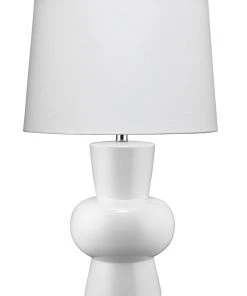 Table Lamps Jamie Young Clementine Table Lamp In White Ceramic With Cone Shade In White Linen