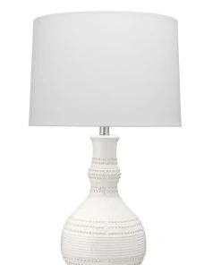 Jamie Young Droplet Table Lamp In White Ceramic With Cone Shade In White Linen