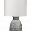 Table Lamps Jamie Young Frieze Table Lamp In Slate Blue Ceramic With Drum Shade In White Linen 1 Table Lamps Jamie Young Frieze Table Lamp In Slate Blue Ceramic With Drum Shade In White Linen