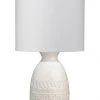 Jamie Young Frieze Table Lamp In White Ceramic With Drum Shade In White Linen 2 Jamie Young Frieze Table Lamp In White Ceramic With Drum Shade In White Linen