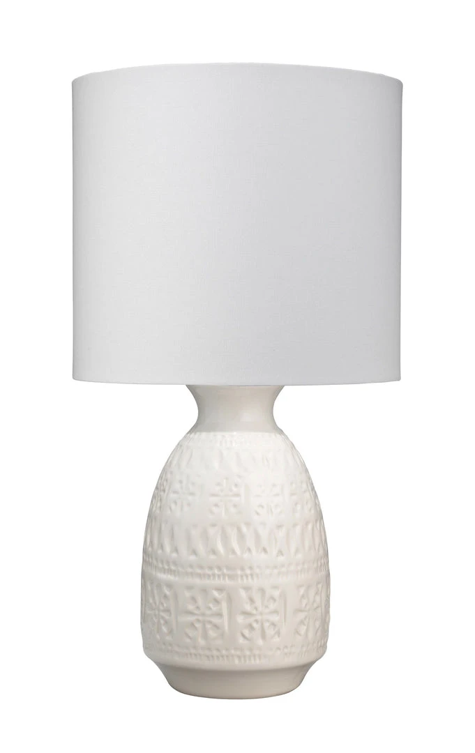 Jamie Young Frieze Table Lamp In White Ceramic With Drum Shade In White Linen 3 Jamie Young Frieze Table Lamp In White Ceramic With Drum Shade In White Linen