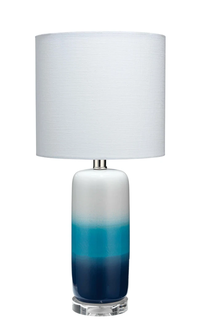 Jamie Young Haze Table Lamp In Blue Ombre Ceramic With Drum Shade In White Linen Table Lamps 3 Jamie Young Haze Table Lamp In Blue Ombre Ceramic With Drum Shade In White Linen Table Lamps