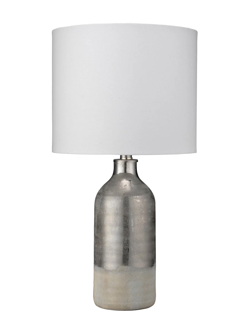 Jamie Young Varnish Table Lamp In Silvered Taupe & Off-White Ceramic With Drum Shade In White Linen Table Lamps 3 Jamie Young Varnish Table Lamp In Silvered Taupe & Off-White Ceramic With Drum Shade In White Linen Table Lamps
