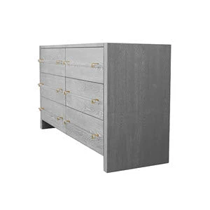 BEDROOM Worlds Away Six Drawer Chest W. Acrylic Harware In Grey Cerused Oak 4 BEDROOM Worlds Away Six Drawer Chest W. Acrylic Harware In Grey Cerused Oak