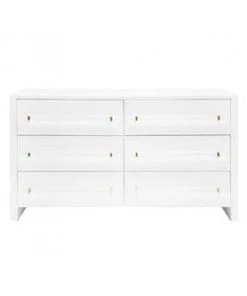 BEDROOM Worlds Away Six Drawer Chest W. Acrylic Harware In White Lacquer