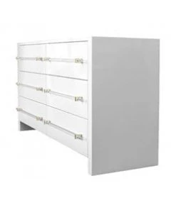 BEDROOM Worlds Away Six Drawer Chest W. Acrylic Harware In White Lacquer