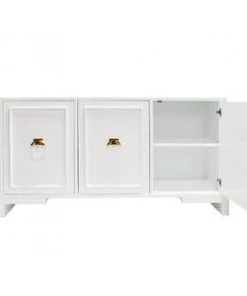 Worlds Away White Lacquer + Antique Brass And Acrylic Hardware BEDROOM