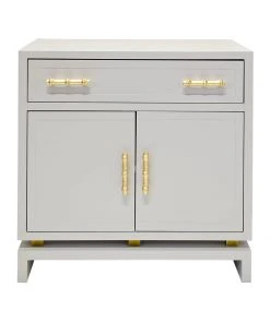 Worlds Away Gry Matte Lqr Cabinet W. Gld Lf Bamboo Hard.