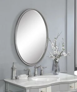 DECOR Uttermost Sherise Brushed Nickel Oval Mirror 9 DECOR Uttermost Sherise Brushed Nickel Oval Mirror