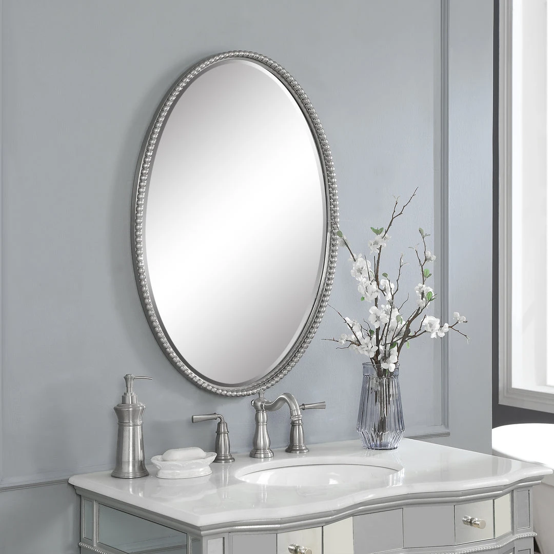 DECOR Uttermost Sherise Brushed Nickel Oval Mirror 5 DECOR Uttermost Sherise Brushed Nickel Oval Mirror