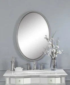 DECOR Uttermost Sherise Brushed Nickel Oval Mirror
