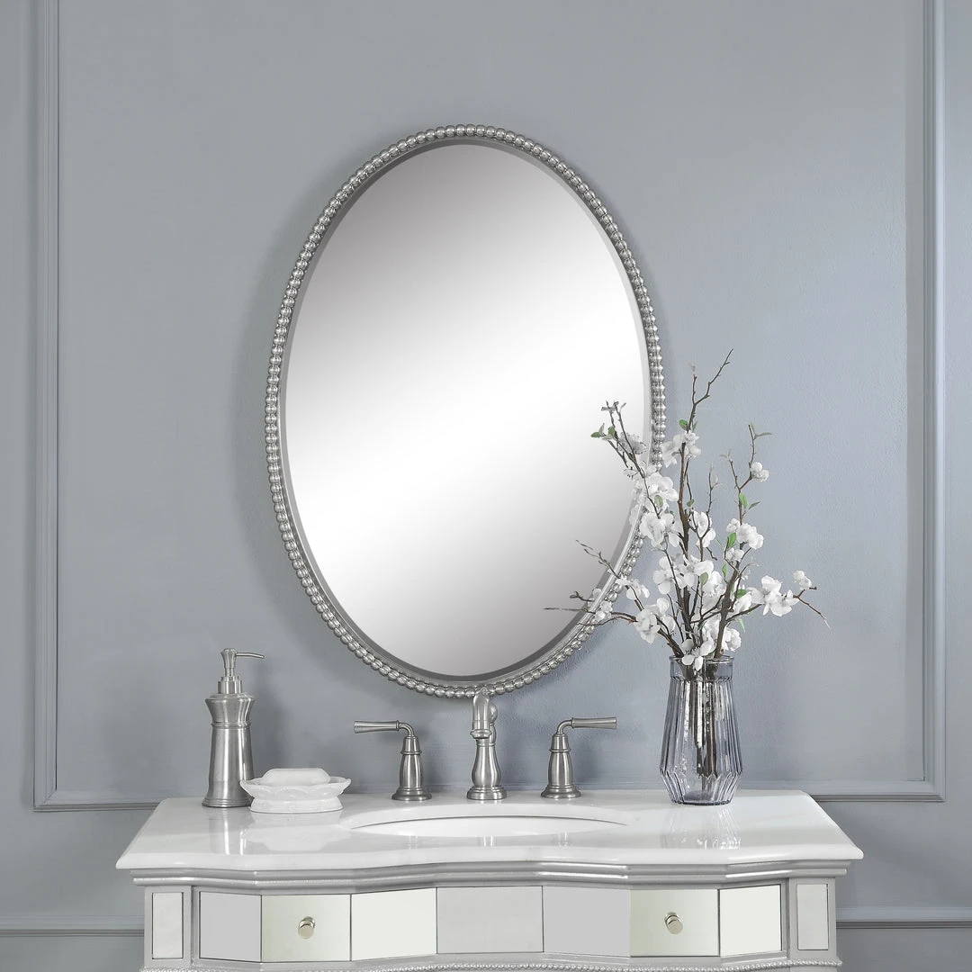DECOR Uttermost Sherise Brushed Nickel Oval Mirror 4 DECOR Uttermost Sherise Brushed Nickel Oval Mirror