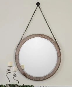 Uttermost Loughlin Round Wood Mirror