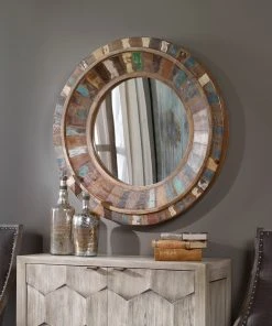 DECOR Uttermost Jeremiah Round Wood Mirror 6 DECOR Uttermost Jeremiah Round Wood Mirror