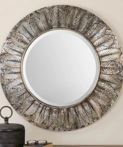 Uttermost Foliage Round Silver Leaf Mirror DECOR