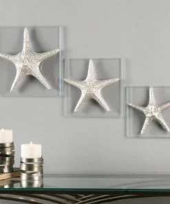 DECOR Uttermost Silver Starfish Wall Art, S/3