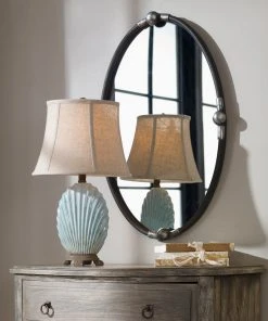 DECOR Uttermost Carrick Black Oval Mirror