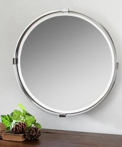 Uttermost Tazlina Brushed Nickel Round Mirror