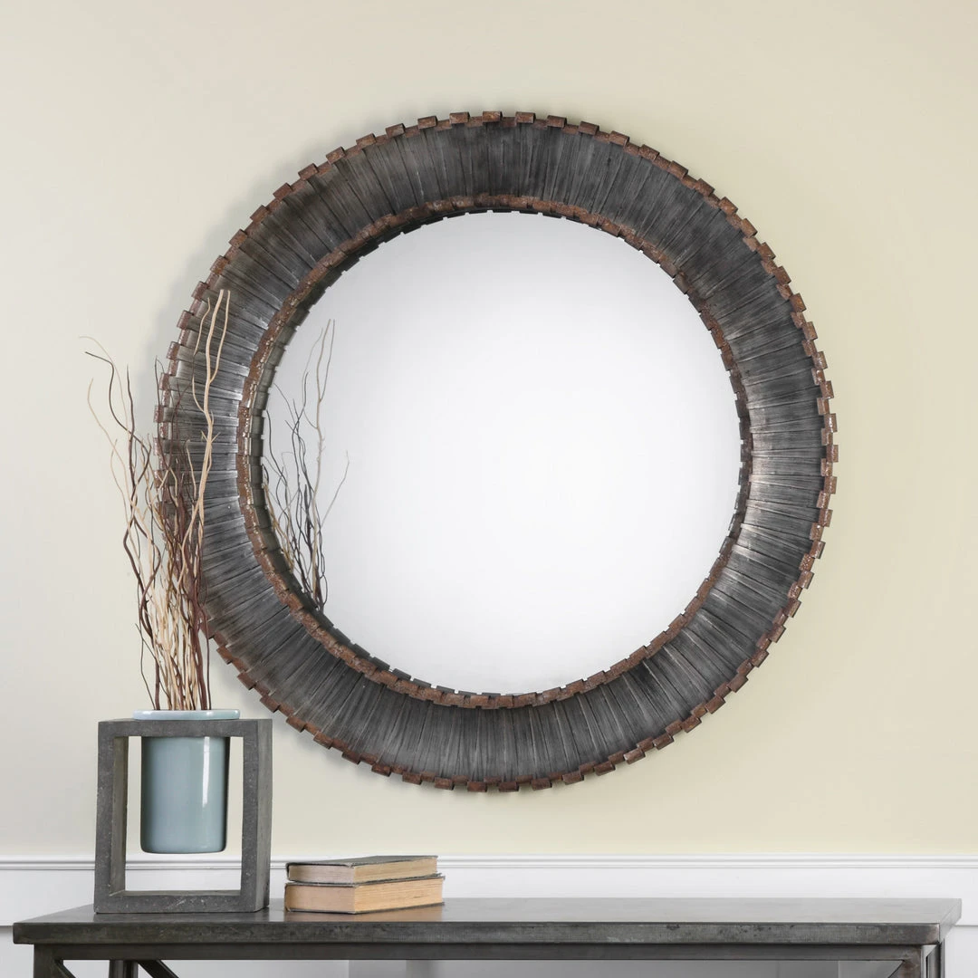 DECOR Uttermost Tanaina Silver Round Mirror 4 DECOR Uttermost Tanaina Silver Round Mirror
