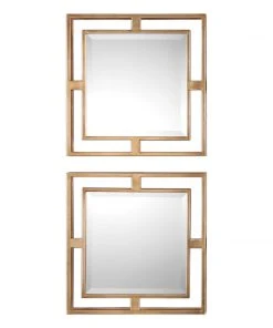 DECOR Uttermost Allick Gold Square Mirrors S/2