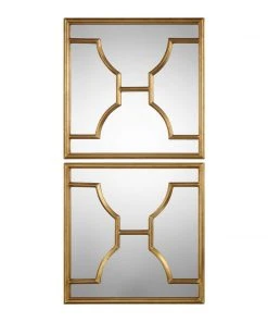 DECOR Uttermost Misa Gold Square Mirrors S/2