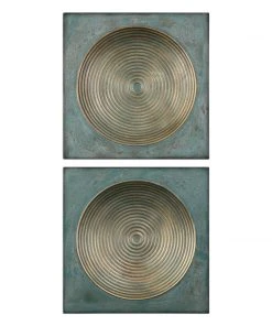 DECOR Uttermost Sybil Antique Gold Squares S/2