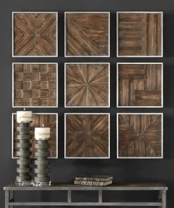 DECOR Uttermost Bryndle Rustic Wooden Squares S/9