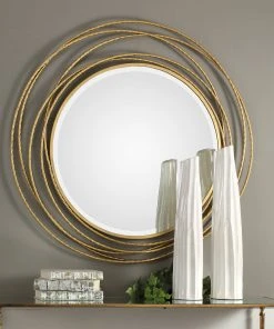 DECOR Uttermost Whirlwind Gold Round Mirror