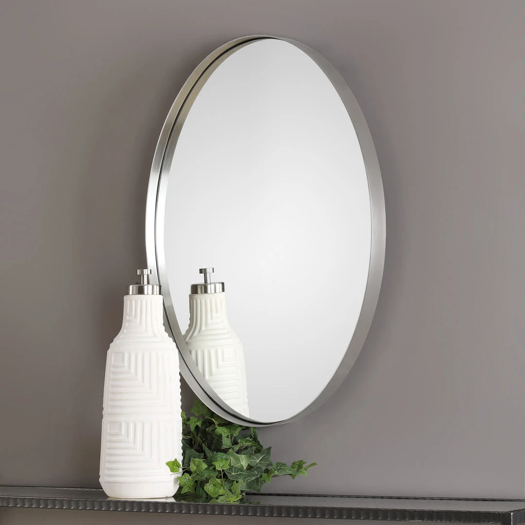 Uttermost Pursley Brushed Nickel Oval Mirror DECOR 4 Uttermost Pursley Brushed Nickel Oval Mirror DECOR