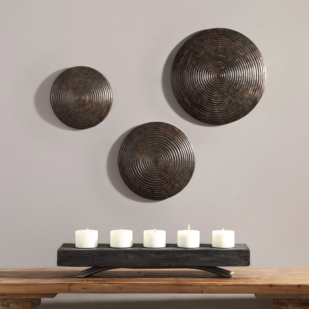 Uttermost Hanneli Ribbed Bronze Circles S/3 DECOR 4 Uttermost Hanneli Ribbed Bronze Circles S/3 DECOR