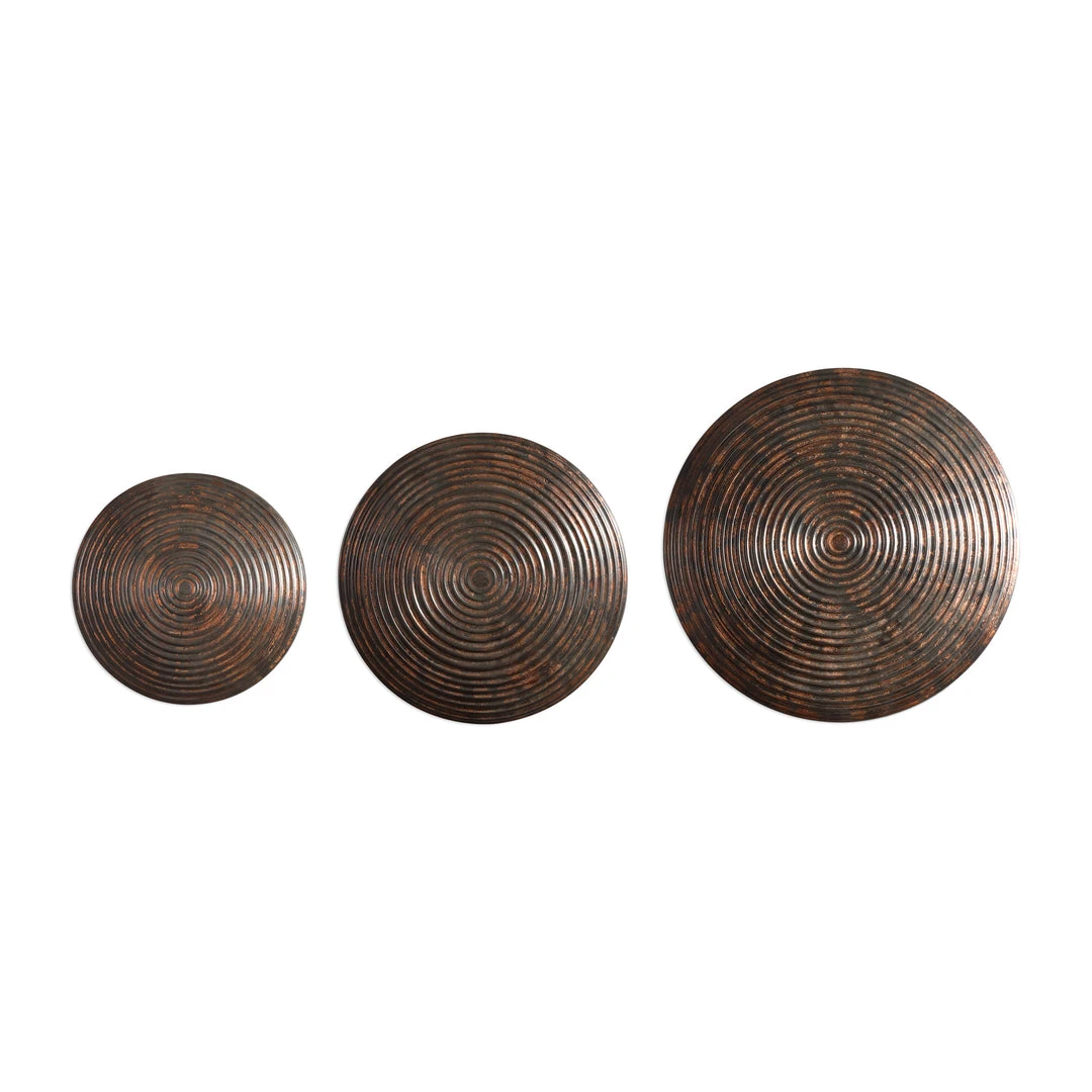 Uttermost Hanneli Ribbed Bronze Circles S/3 DECOR 3 Uttermost Hanneli Ribbed Bronze Circles S/3 DECOR
