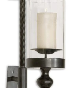 Uttermost Garvin Twist Metal Sconce With Candle