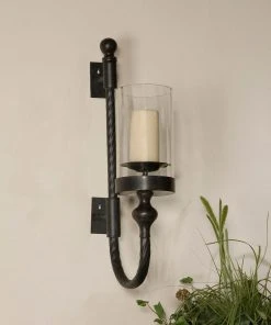 Uttermost Garvin Twist Metal Sconce With Candle