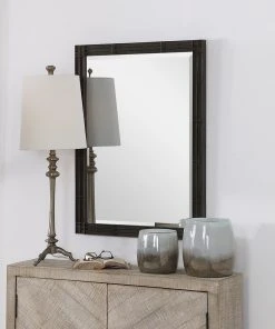 DECOR Uttermost Gower Aged Black Vanity Mirror