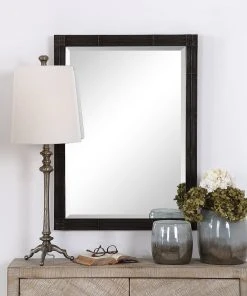 DECOR Uttermost Gower Aged Black Vanity Mirror