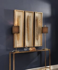 DECOR Uttermost Palma Gold Leaf Shadow Box Set/3 13 DECOR Uttermost Palma Gold Leaf Shadow Box Set/3