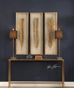 DECOR Uttermost Palma Gold Leaf Shadow Box Set/3 11 DECOR Uttermost Palma Gold Leaf Shadow Box Set/3