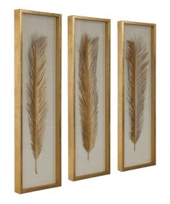 DECOR Uttermost Palma Gold Leaf Shadow Box Set/3 14 DECOR Uttermost Palma Gold Leaf Shadow Box Set/3