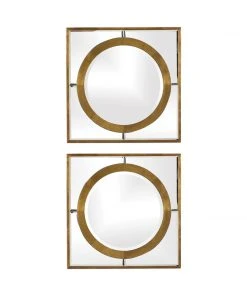 Uttermost Gaza Gold Square Mirrors Set/2