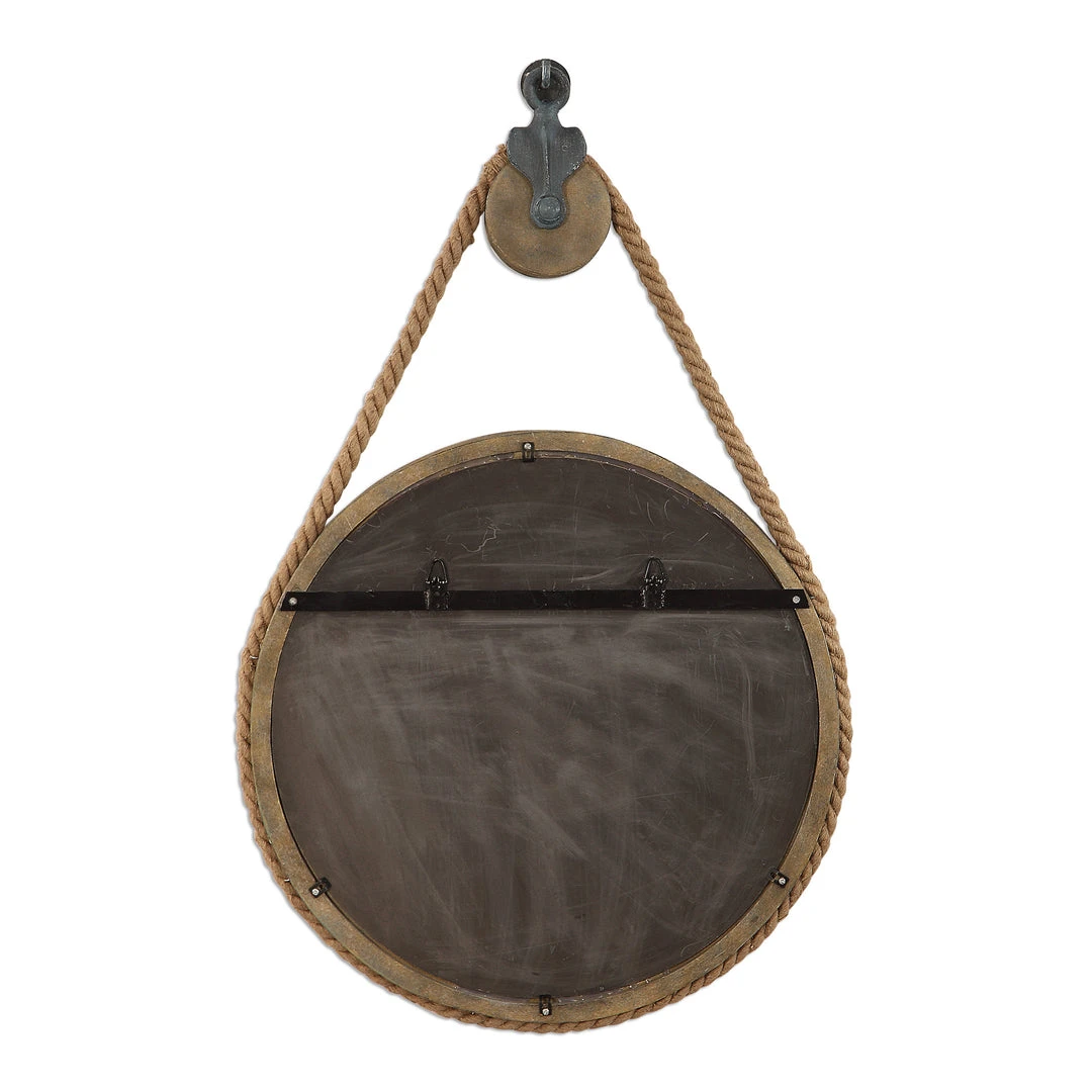DECOR Uttermost Melton Round Pulley Mirror 9 DECOR Uttermost Melton Round Pulley Mirror