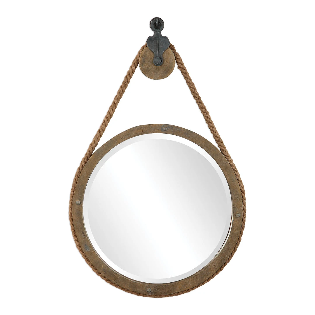 DECOR Uttermost Melton Round Pulley Mirror 3 DECOR Uttermost Melton Round Pulley Mirror