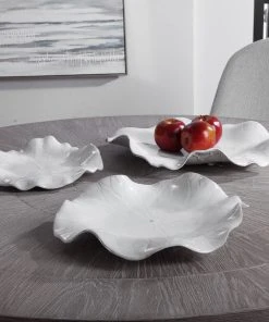 Uttermost Abella Ceramic Wall Decor, S/3, White