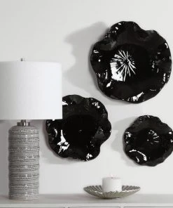 Uttermost Abella Black Ceramic Wall Decor, S/3 10 Uttermost Abella Black Ceramic Wall Decor, S/3