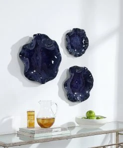 Uttermost Abella Blue Ceramic Wall Decor, S/3