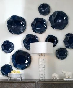 Uttermost Abella Blue Ceramic Wall Decor, S/3