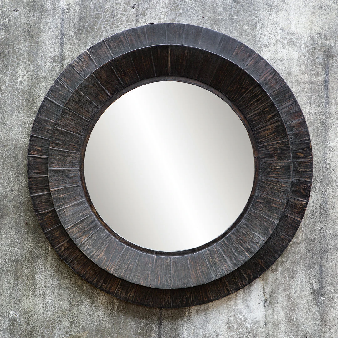 Uttermost Corral Round Wood Mirror 4 Uttermost Corral Round Wood Mirror