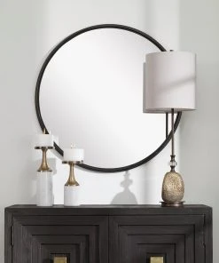 DECOR Uttermost Belham Round Iron Mirror